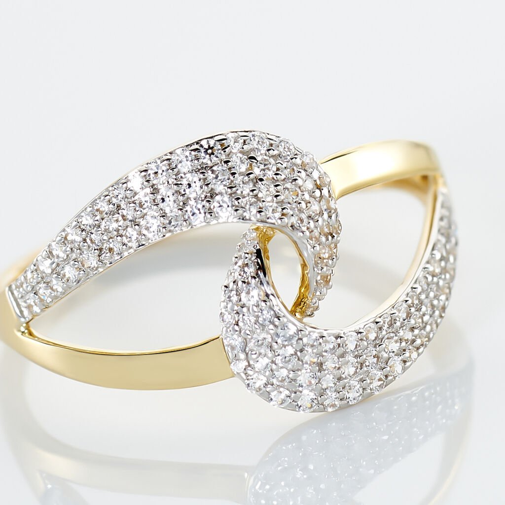 Bague Boucle D'or Or Jaune Oxyde De Zirconium