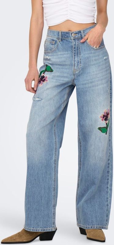 ONLY high waist wide leg jeans light blue denim