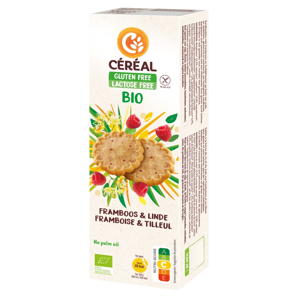 12x Céréal Zandkoek Framboos Lindbloesem120 gr