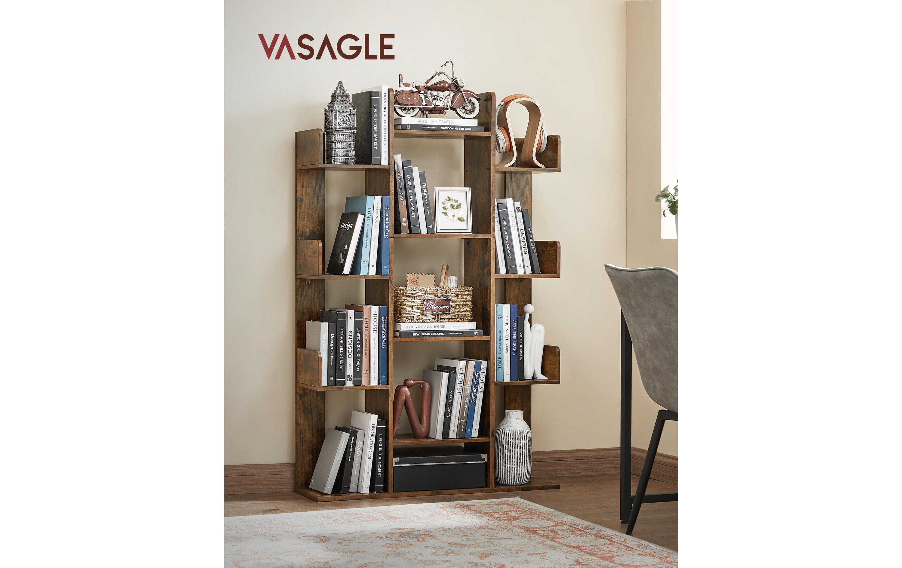 Regal mit 13 Ablagen 86 x 25 x 140 cm, BraunBücherregal