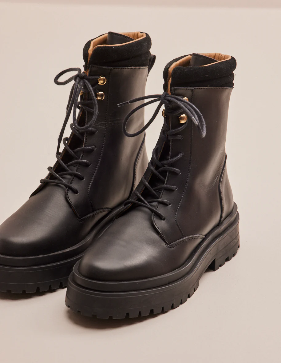 Bottines à lacets Tamara - Cuir noir