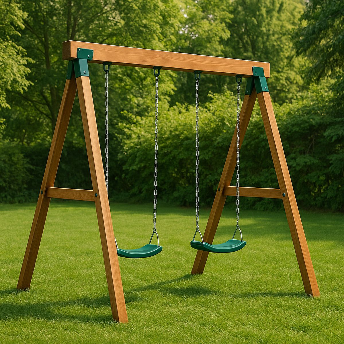 Holz Doppelschaukel mit Metallketten für Kinder ab 3 Jahren