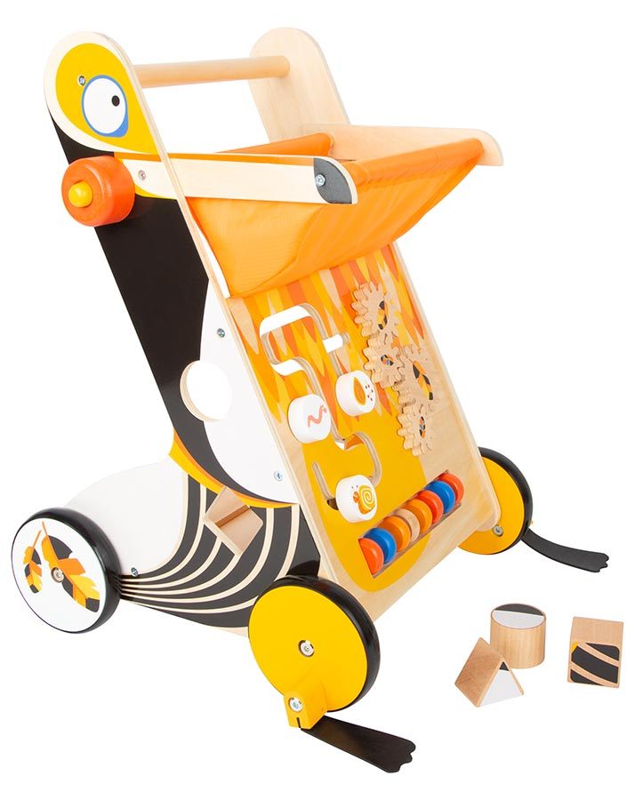 Lauflernwagen TUKAN mit Holzbausteine in orange
