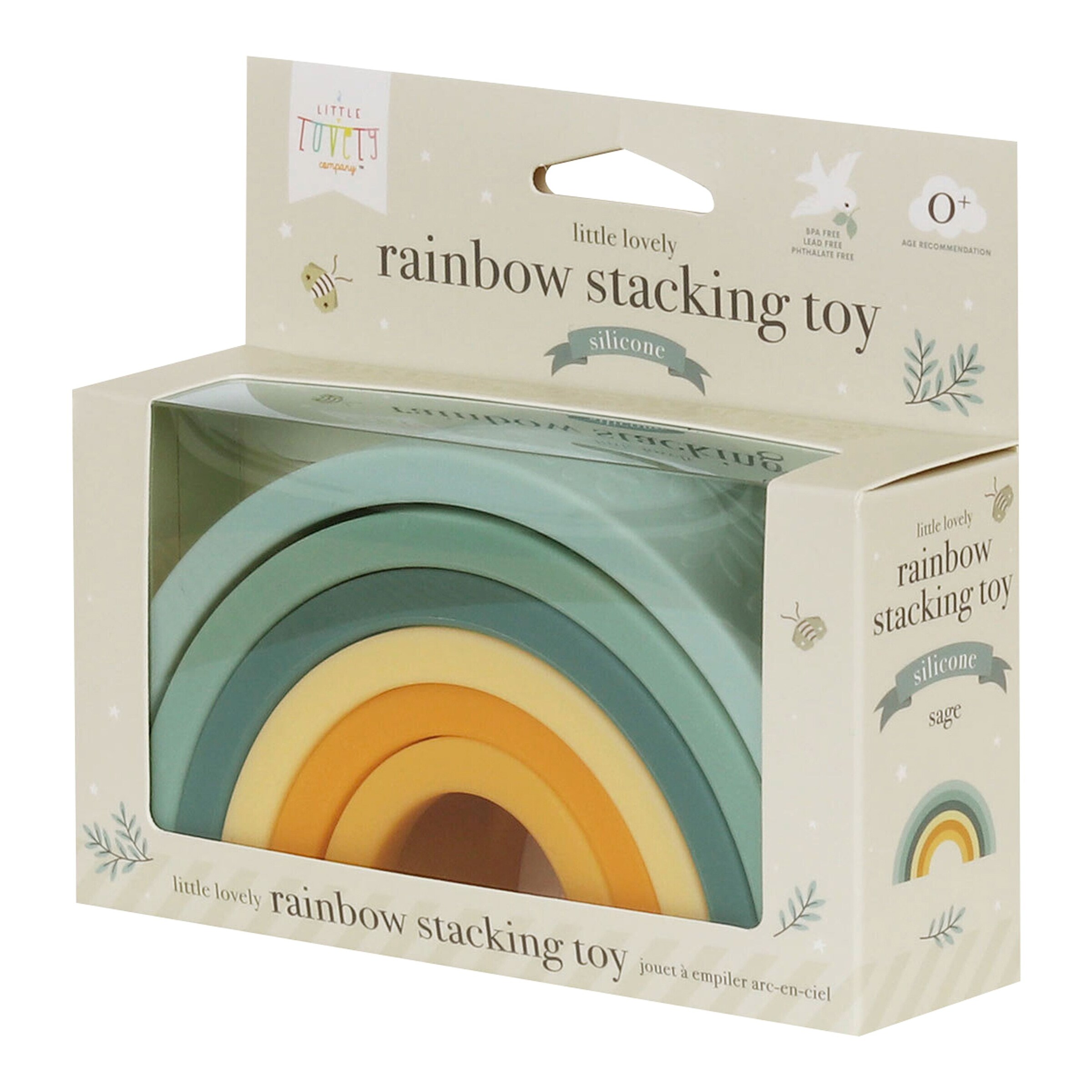 A Little Lovely Company Stapelspielzeug Regenbogen sage