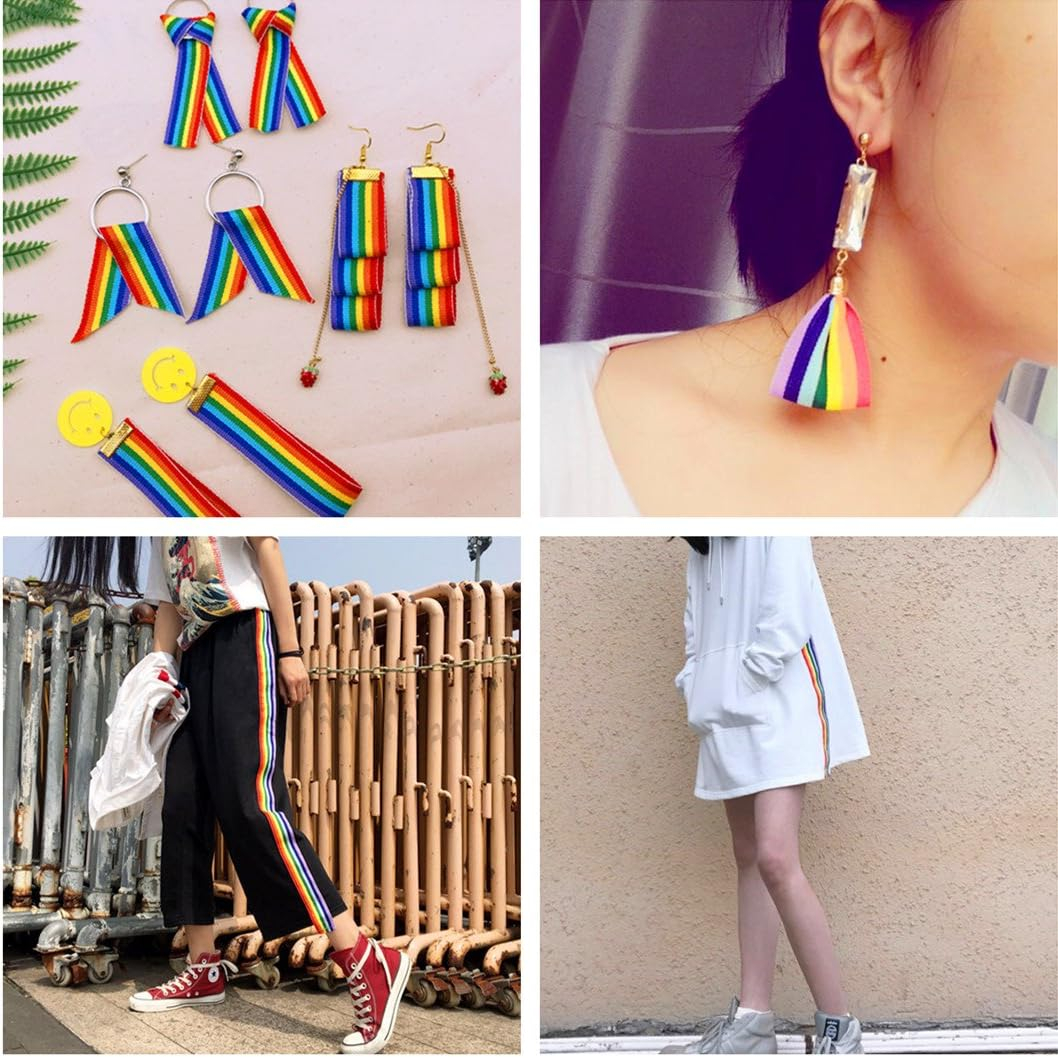 (6cmx45m) Baumwoll Band DIY Mercerie Gurt zum Basteln / Nähen - Regenbogen