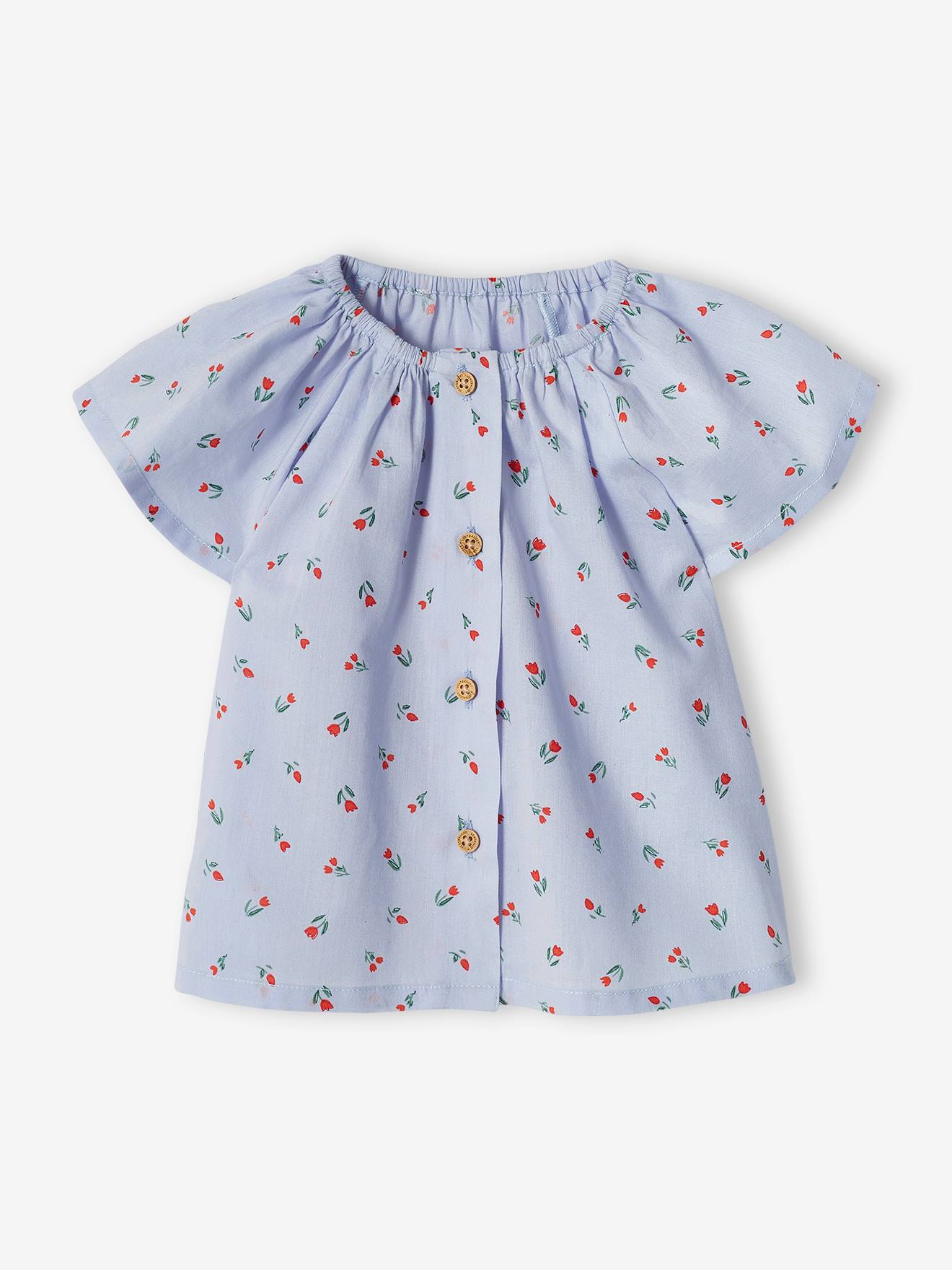 Blusa infantil amarelo-clara com mangas borboleta.