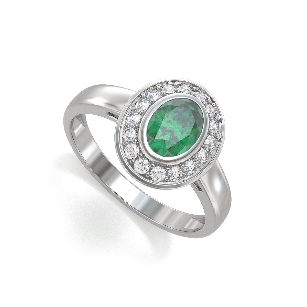 Bague Emeraude et diamants sur Argent 925 2.788grs