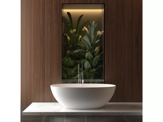 Baignoire îlot design en solid surface ovale MALMO 165 cm