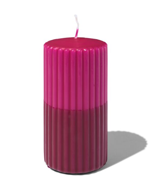 bougie brute 7 x 13 cm striée lilas