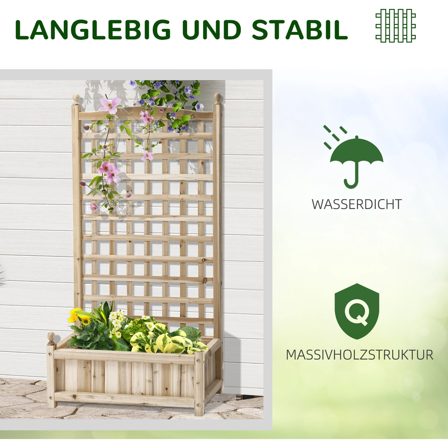 Outsunny Rankkasten im Spalierrahmen-Design naturholz