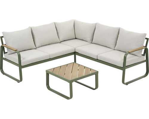 Garden Place Skyla 5-persoons tuinmeubelset bestaande uit: tafel, 1 hoekmodule (aluminium/kunststof, groen)