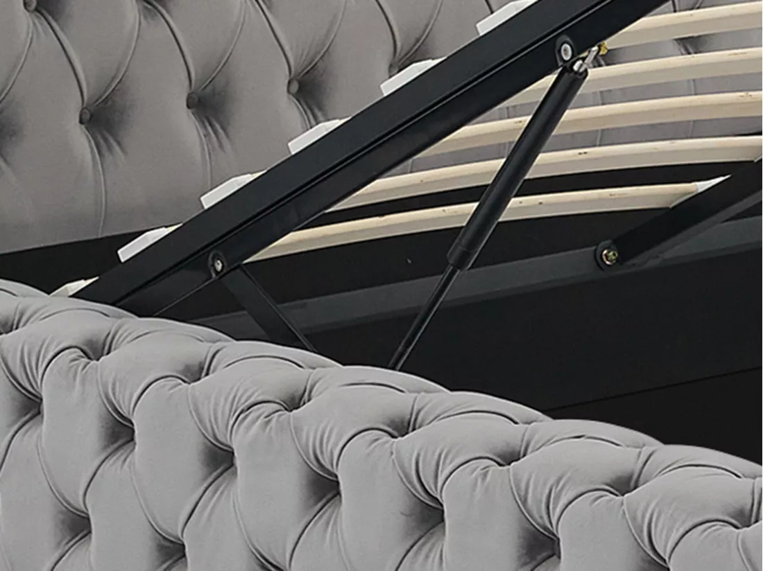 Lit coffre chesterfield 180 x 200 cm - Velours - Gris - DULENI
