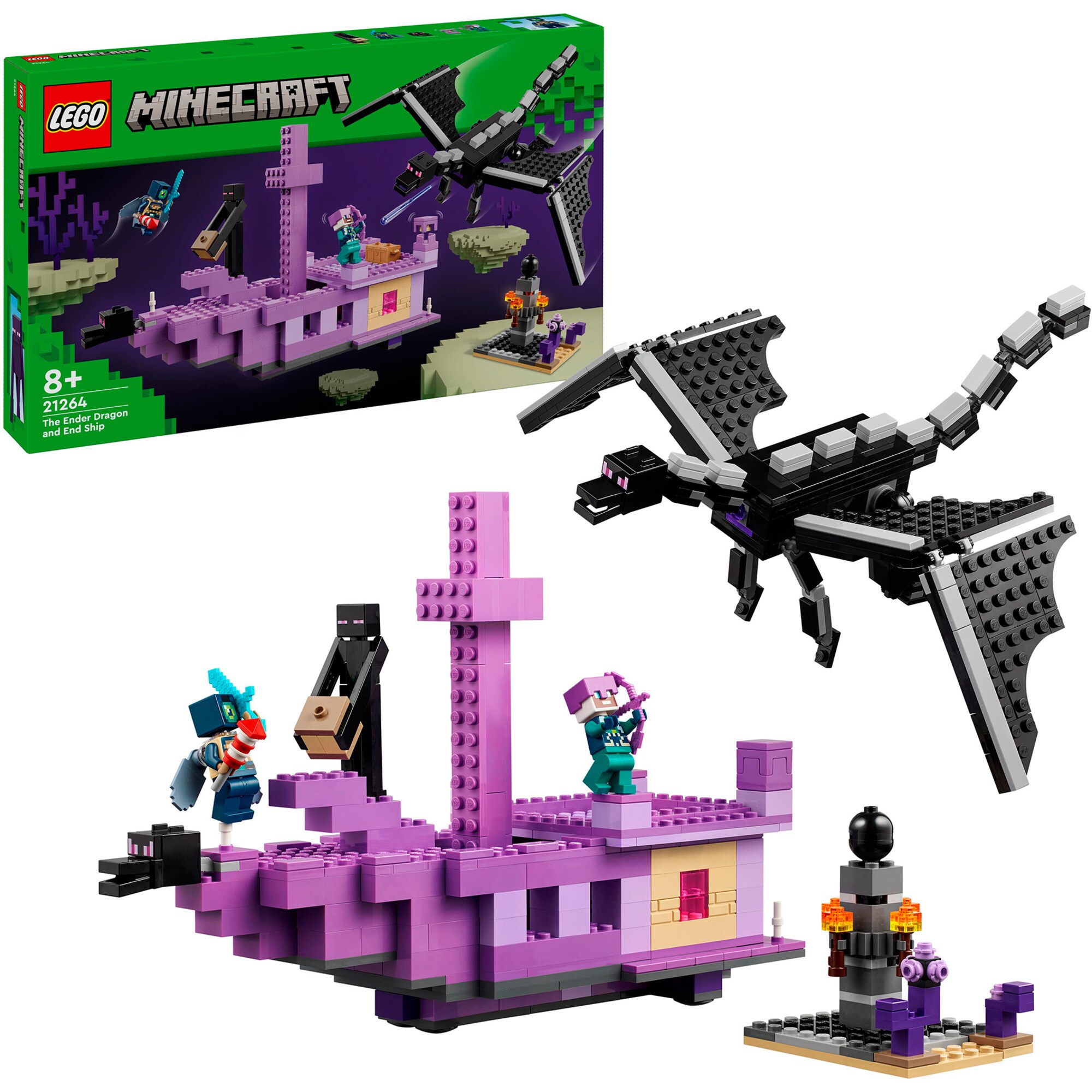LEGO Konstruktionsspielzeug Minecraft Der Enderdrache und das Endschiff
