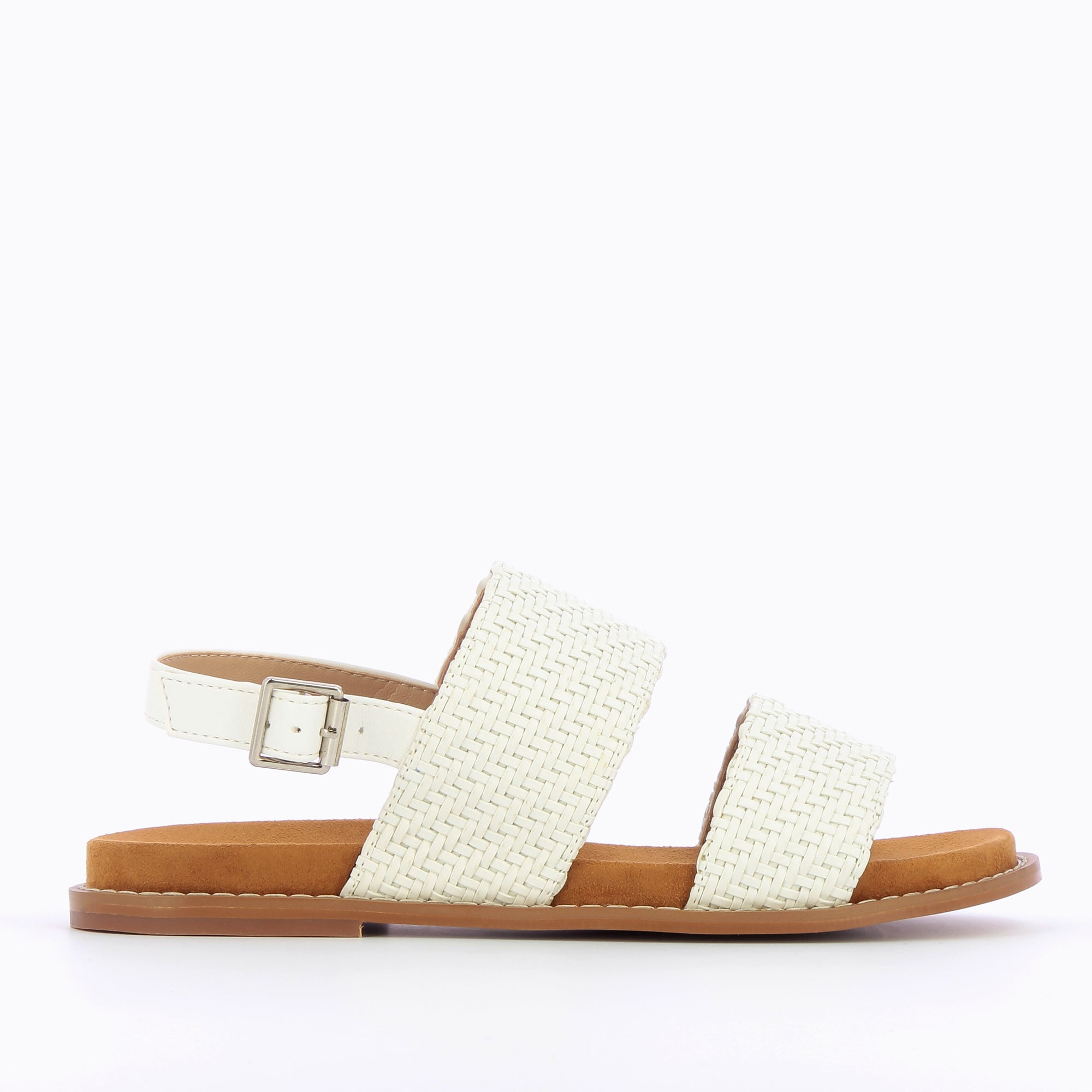 Sandales plates-Sandales plates Cassandre tressées blanches