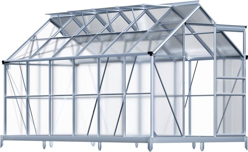Gardebruk - Tuinkas - Aluminium - 7.2m² - Incl Dakraam 380x190cm - Met Fundering