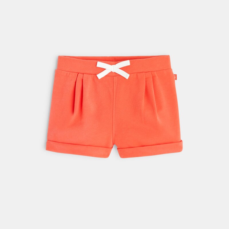 Short à plis en molleton orange bébé fille Orange