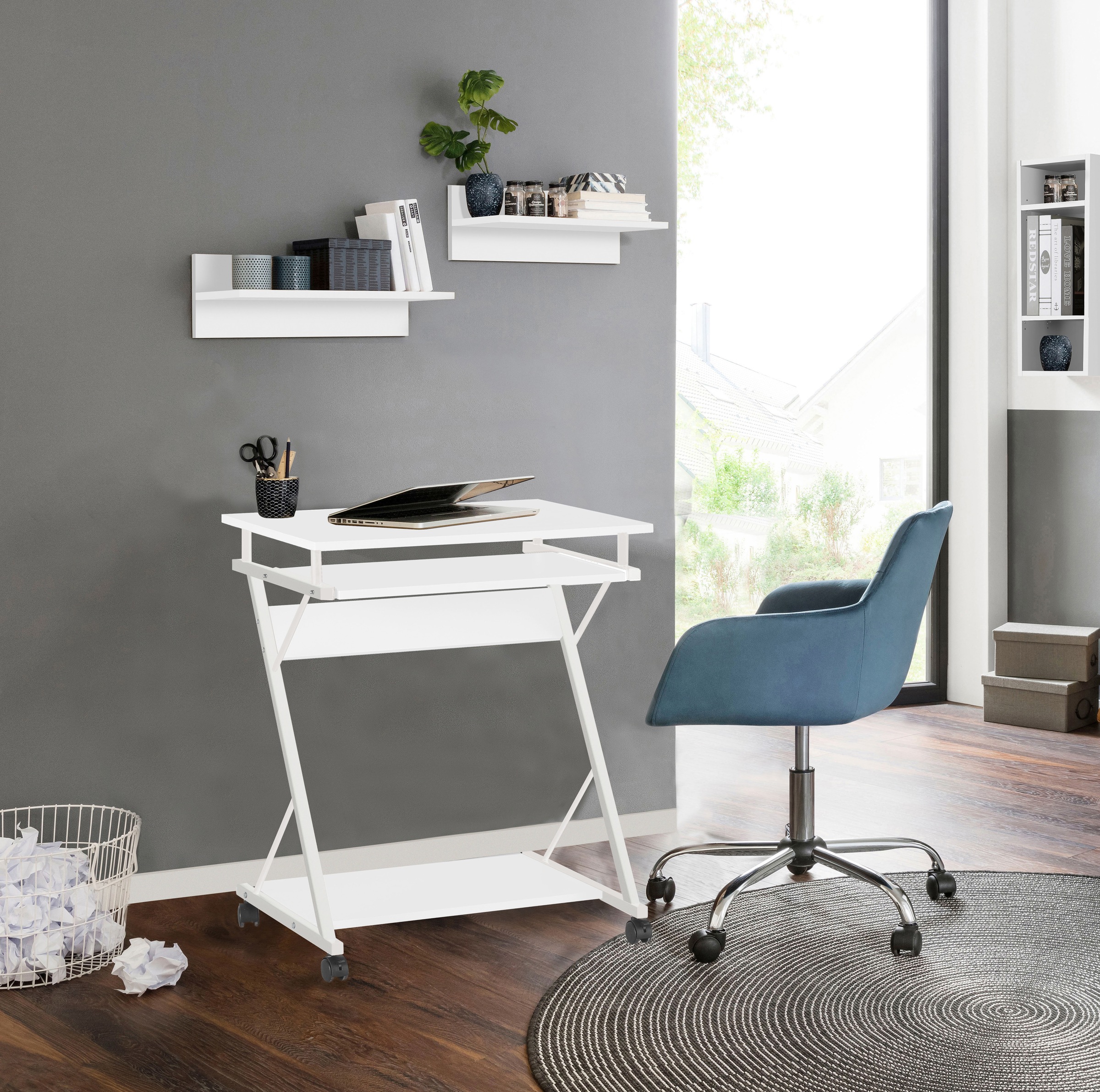 INOSIGN Computertisch »ERVIE, Rolltisch, Laptoptisch,« stabiles Metallgestell, mit Tastaturauszug, 60x73 cm