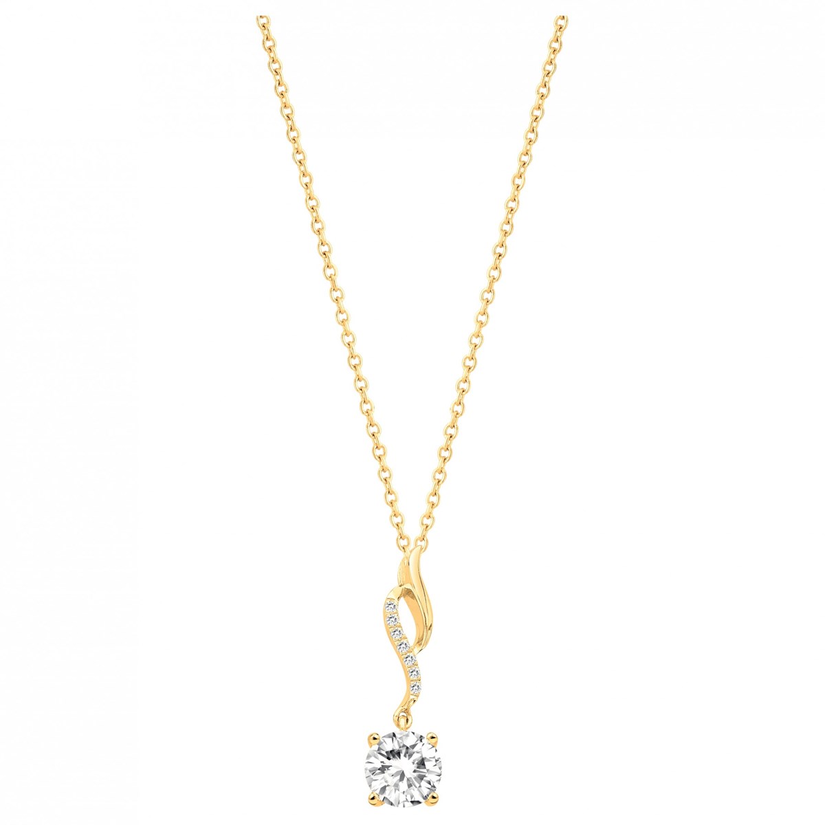 Collier en Plaqué Or avec oxyde de zirconium blanc