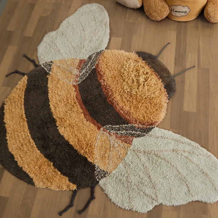 Lorena Canals - Bee waschbarer Teppich, 115 x 150 cm, dark honey / dunkelgrau / chestnut