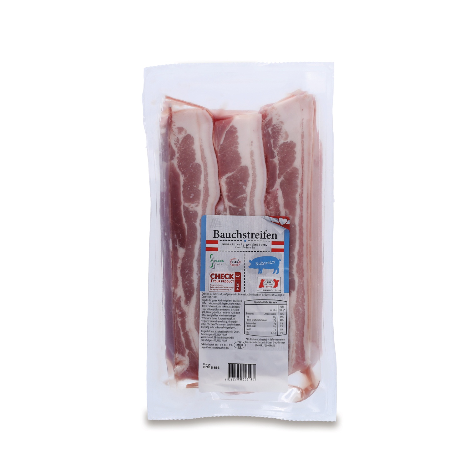GENUSS 100% AUS ÖSTERREICH Bauchstreifen unmariniert per kg