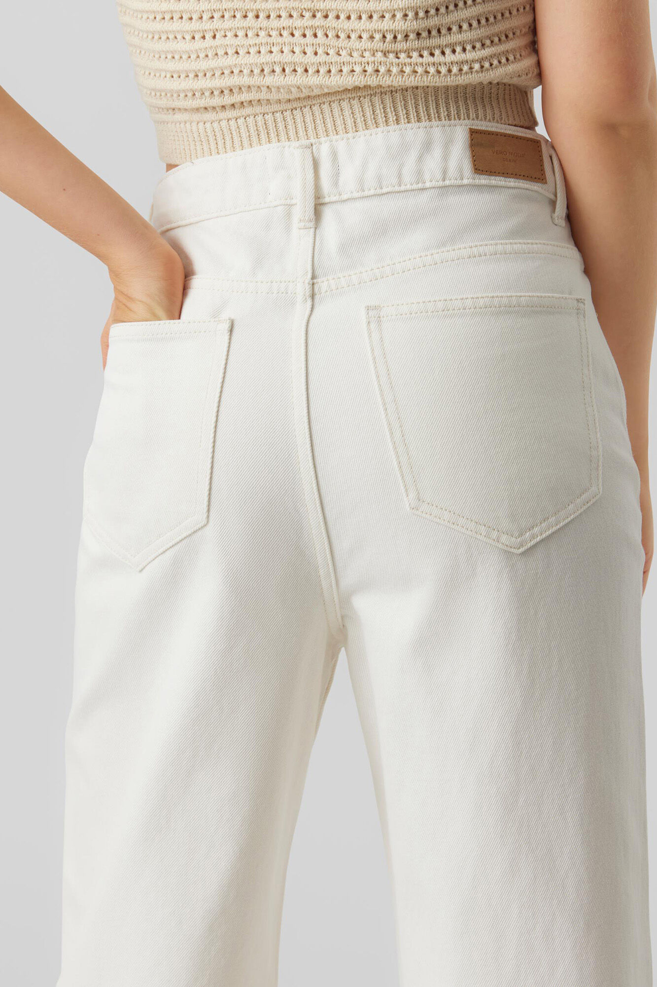 Calça jeans de perna larga - Branca
