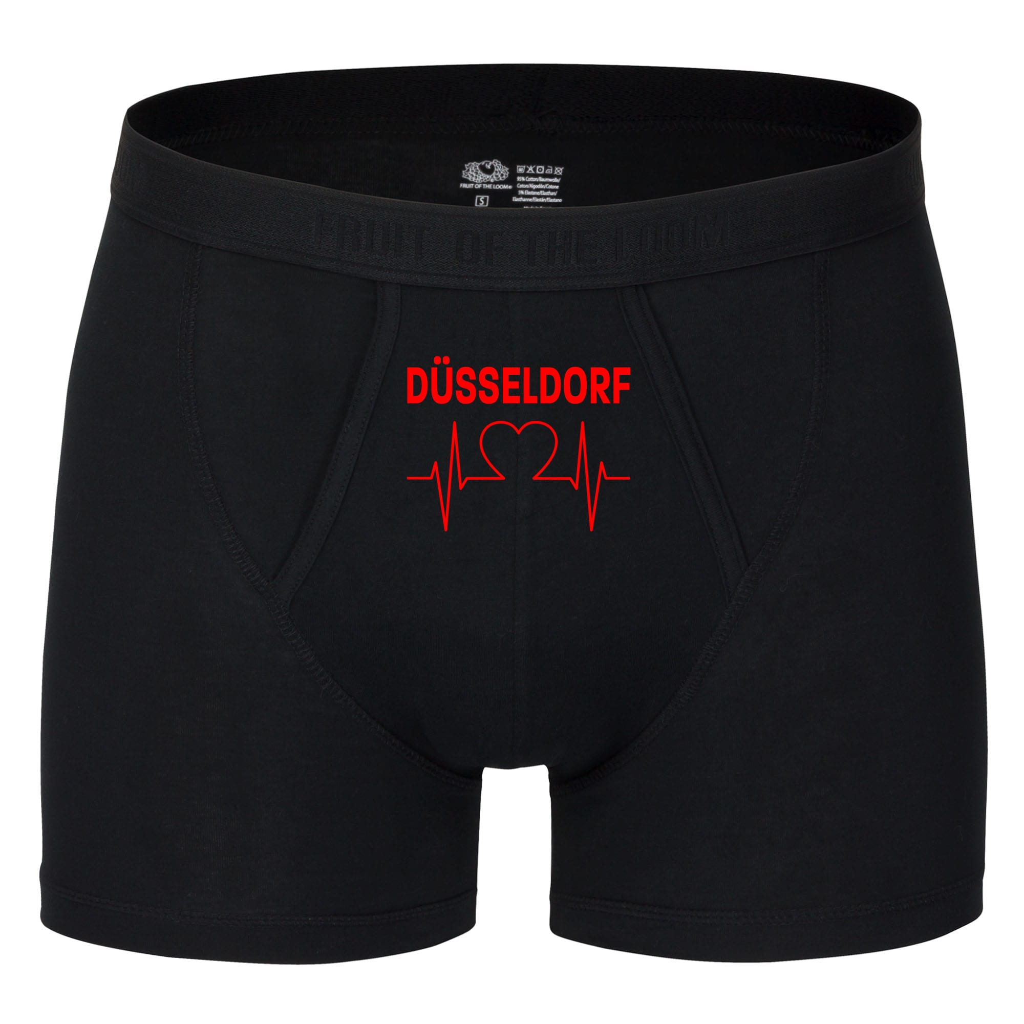 multifanshop® Herren Boxer Short - Düsseldorf - Herzschlag - Druck rot