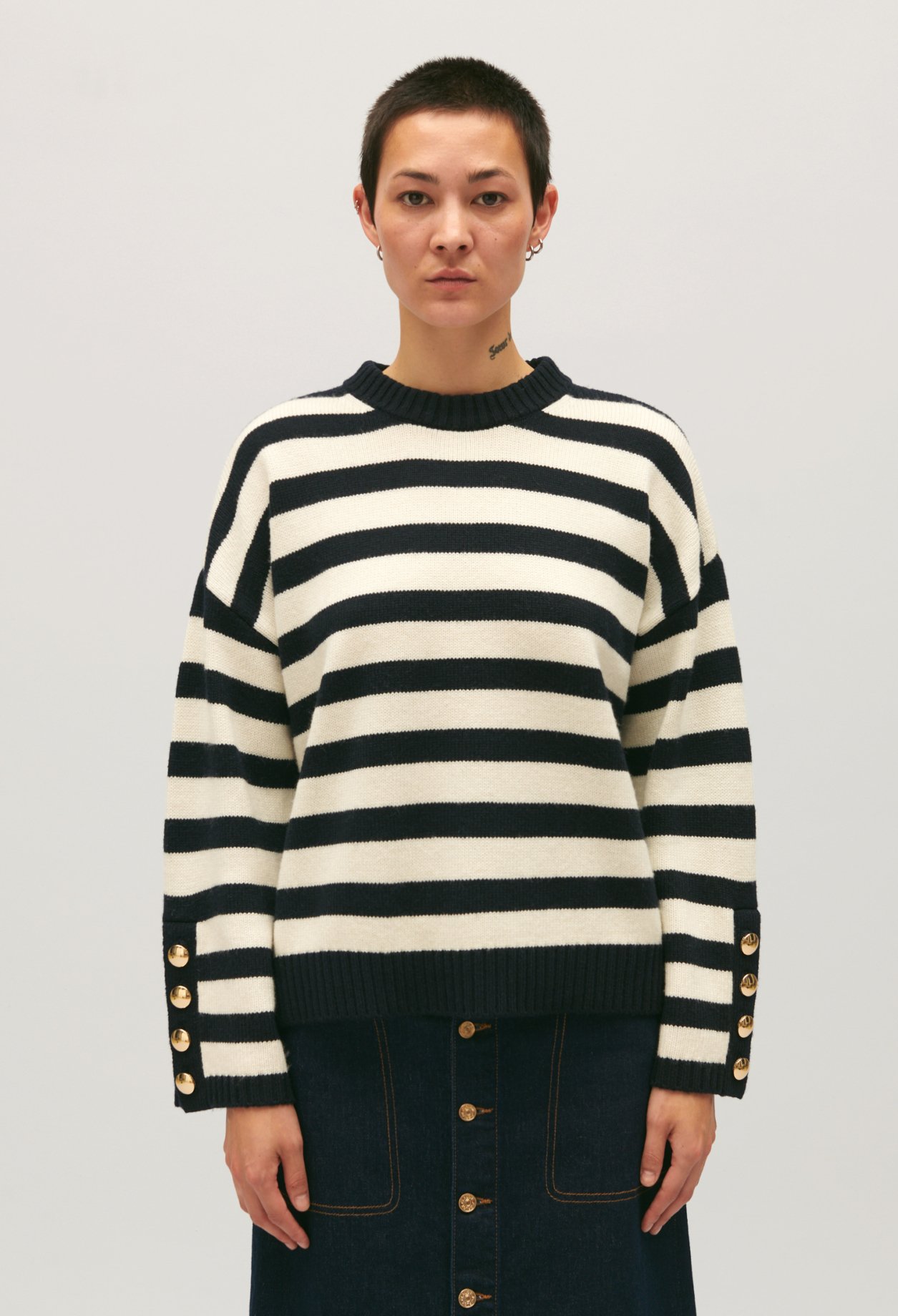 Pull ample rayures bicolores