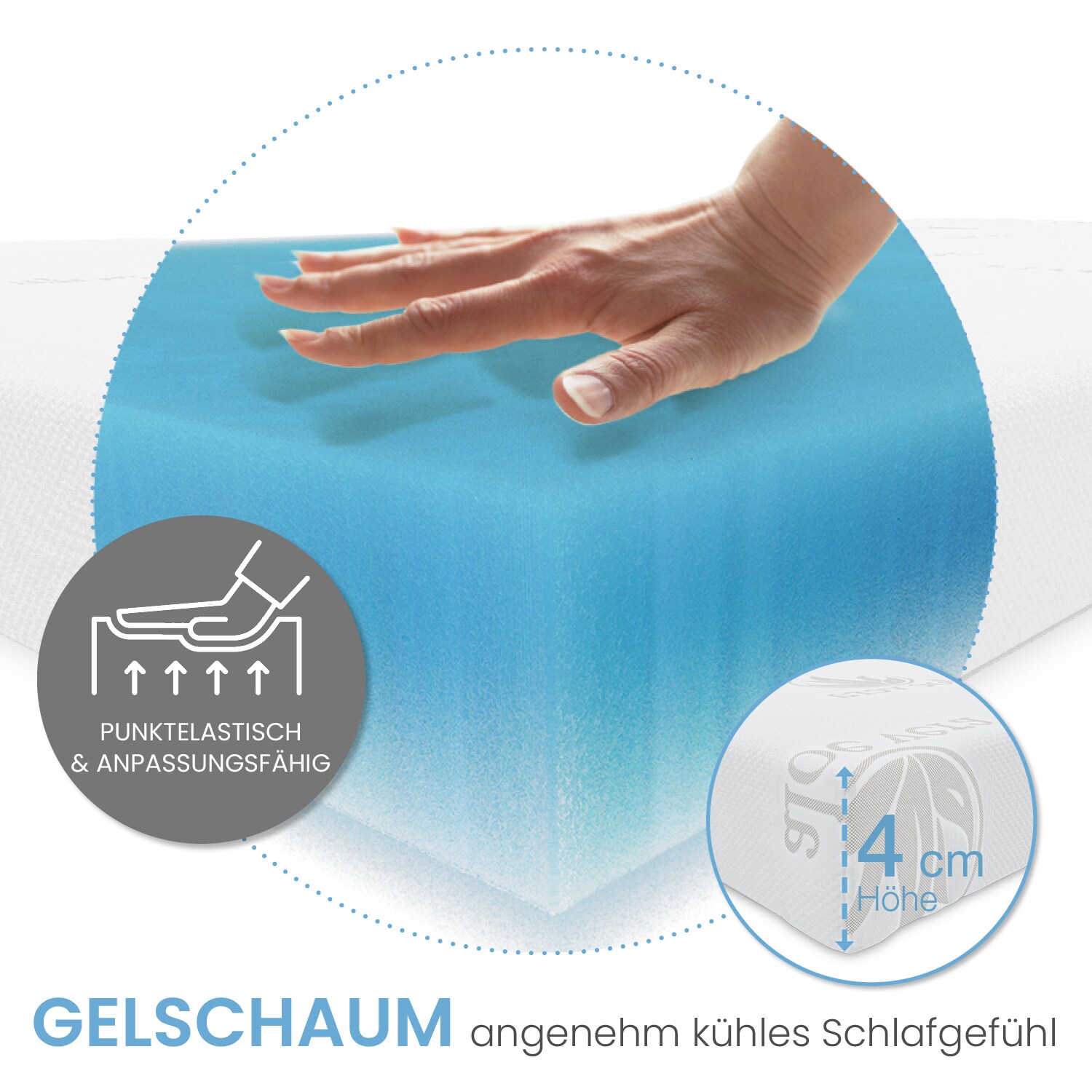 Bestschlaf Gelschaum-Topper, Höhe 4 cm