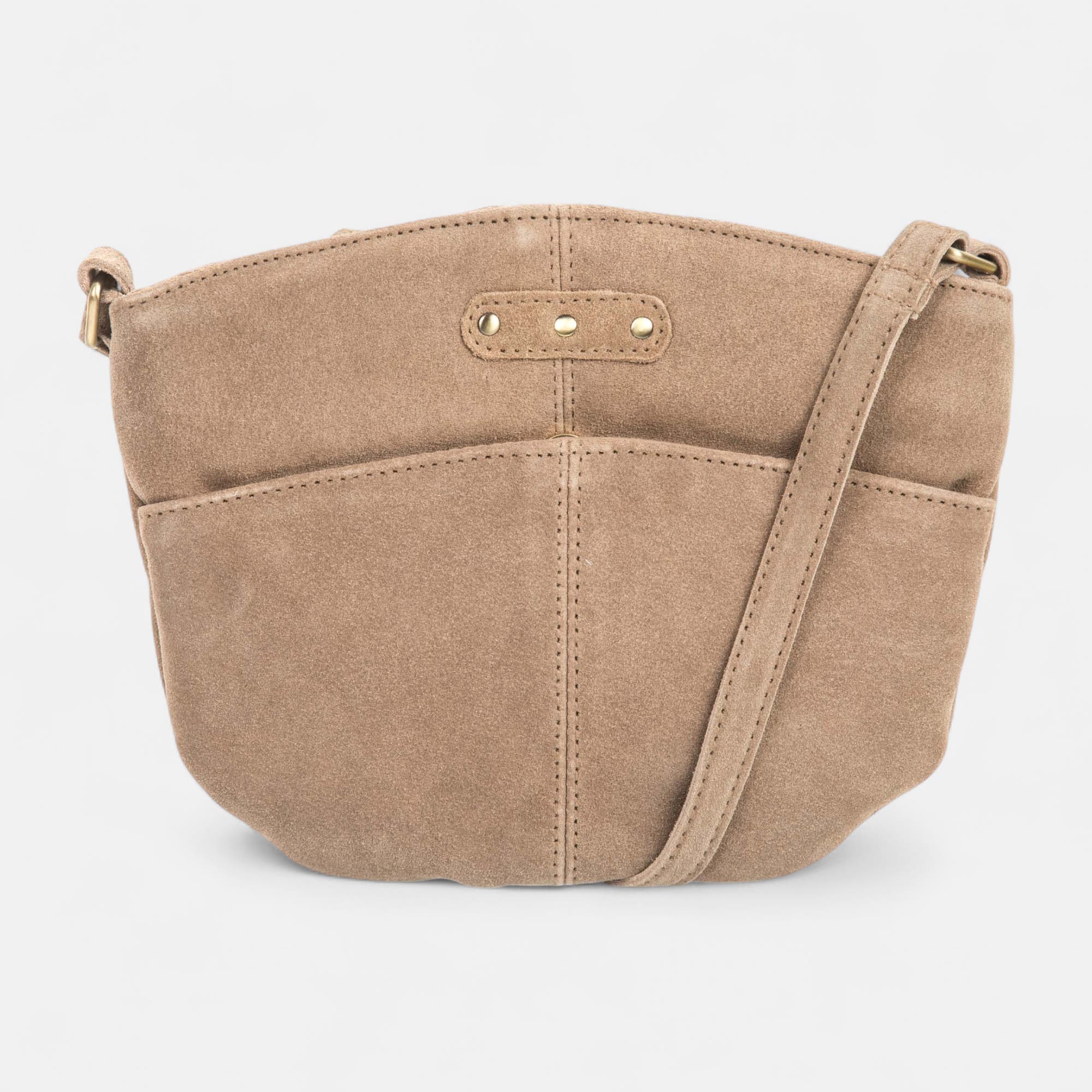 Sac bandoulière en cuir beige