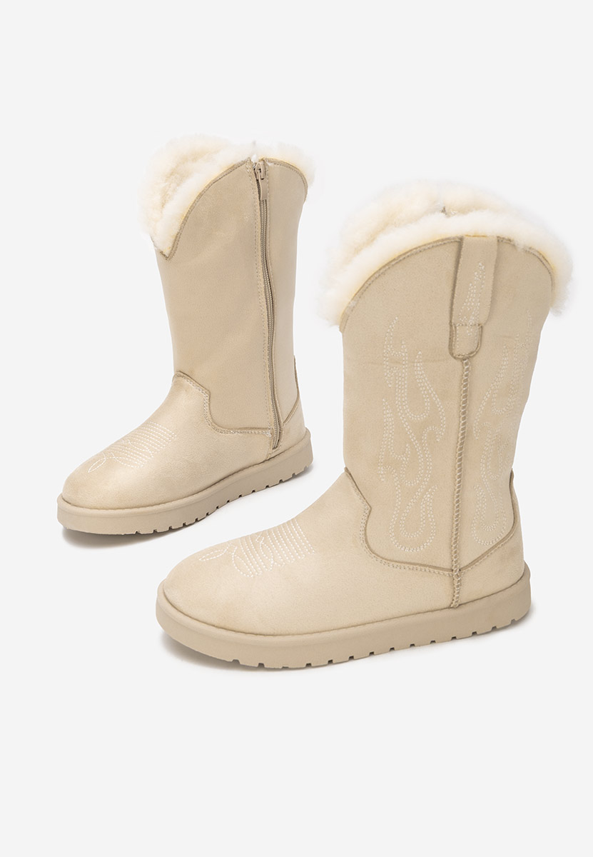 Bottes fourrées femmes beige Prisina