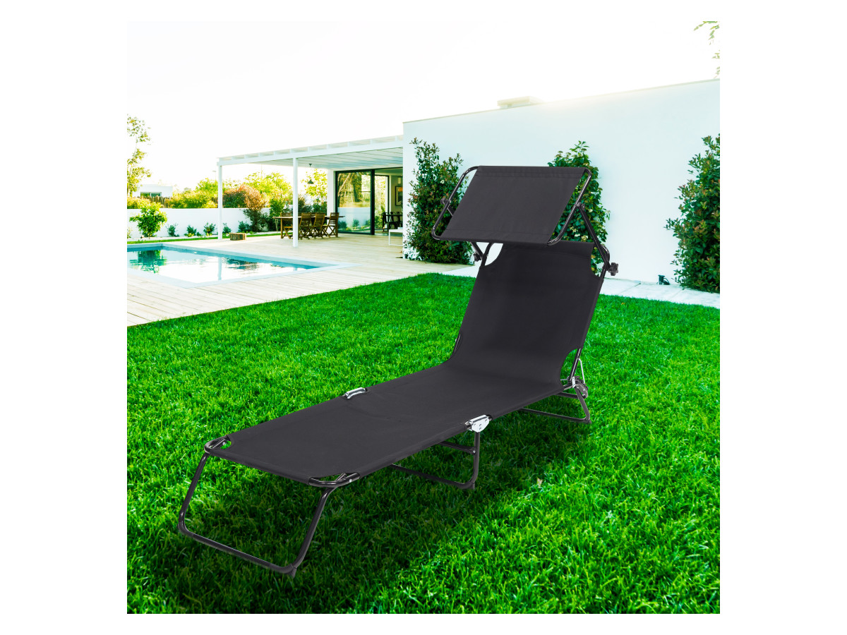Infinity goods opvouwbaar ligbed met zonnescherm - Black