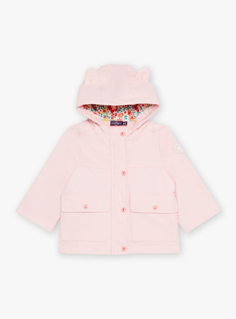 Imperméable rose ciré à capuche 3 en 1