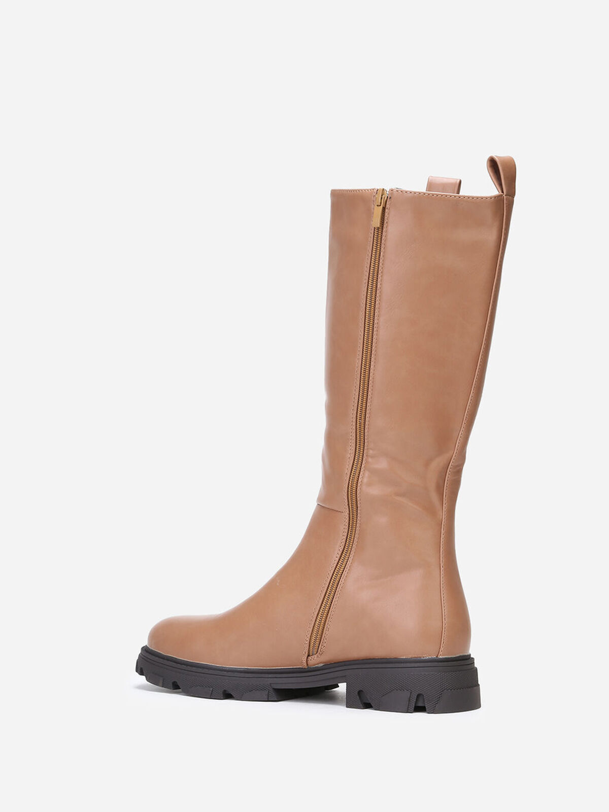 Bottes cavalières crantées grandes tailles- Taupe
