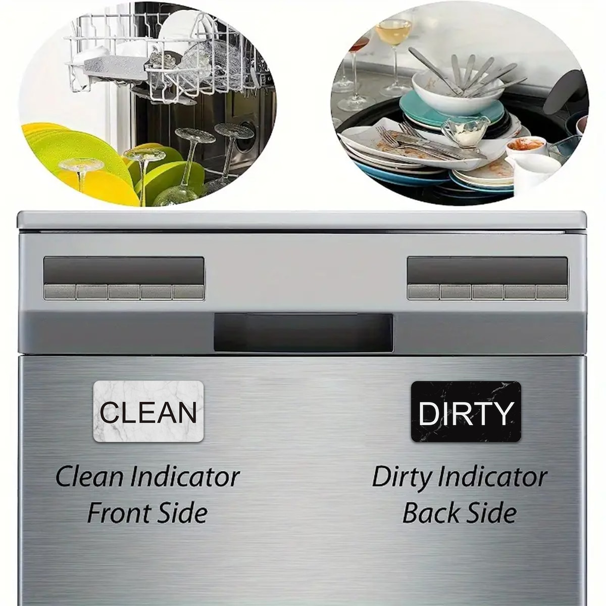 Magnet for oppvaskmaskin med vendbart skilt CLEAN / DIRTY