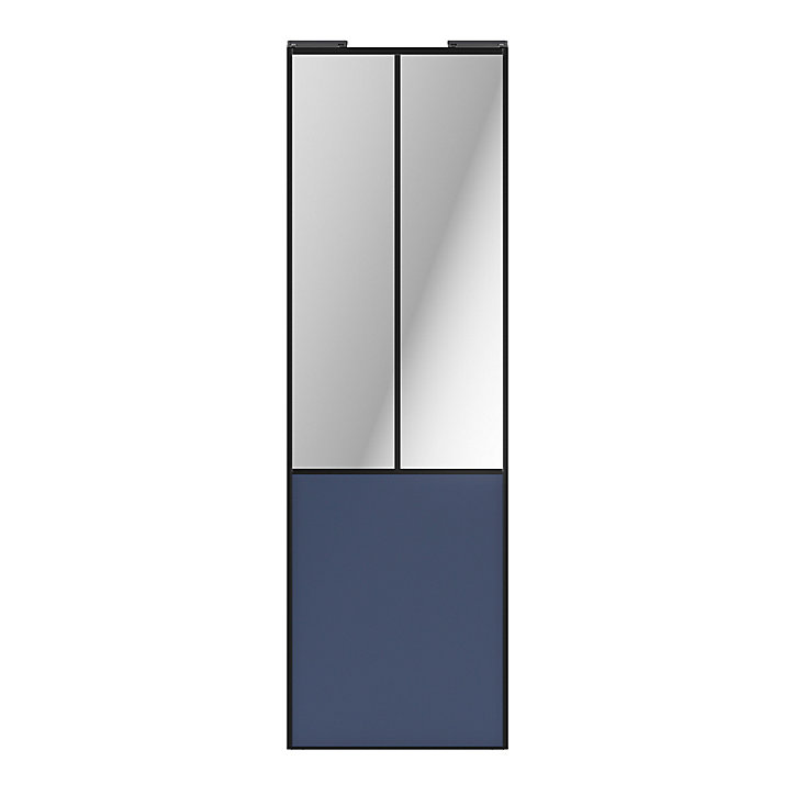 Porte de placard coulissante atelier bleu profil noir GoodHome Arius H. 248,5 x L. 76.2 cm + amortisseurs