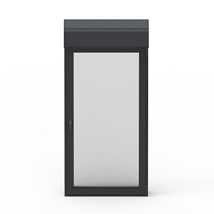 Fenêtre alu 1 vantail oscillo-battant + volet roulant électrique GoodHome gris - l.80 x h.95 cm, tirant gauche