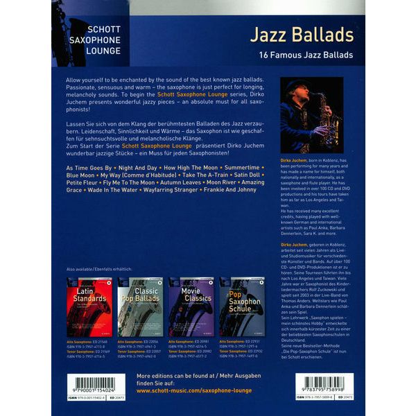 Schott Jazz Ballads Tenor Saxophone