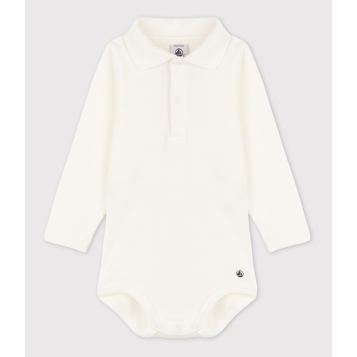 PETIT BATEAU<br>Macacão de manga comprida com gola polo, algodão