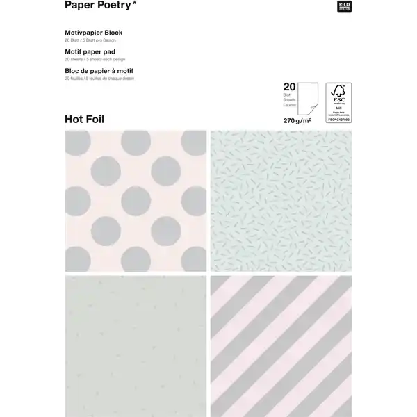 Motivpapier Block sortiert