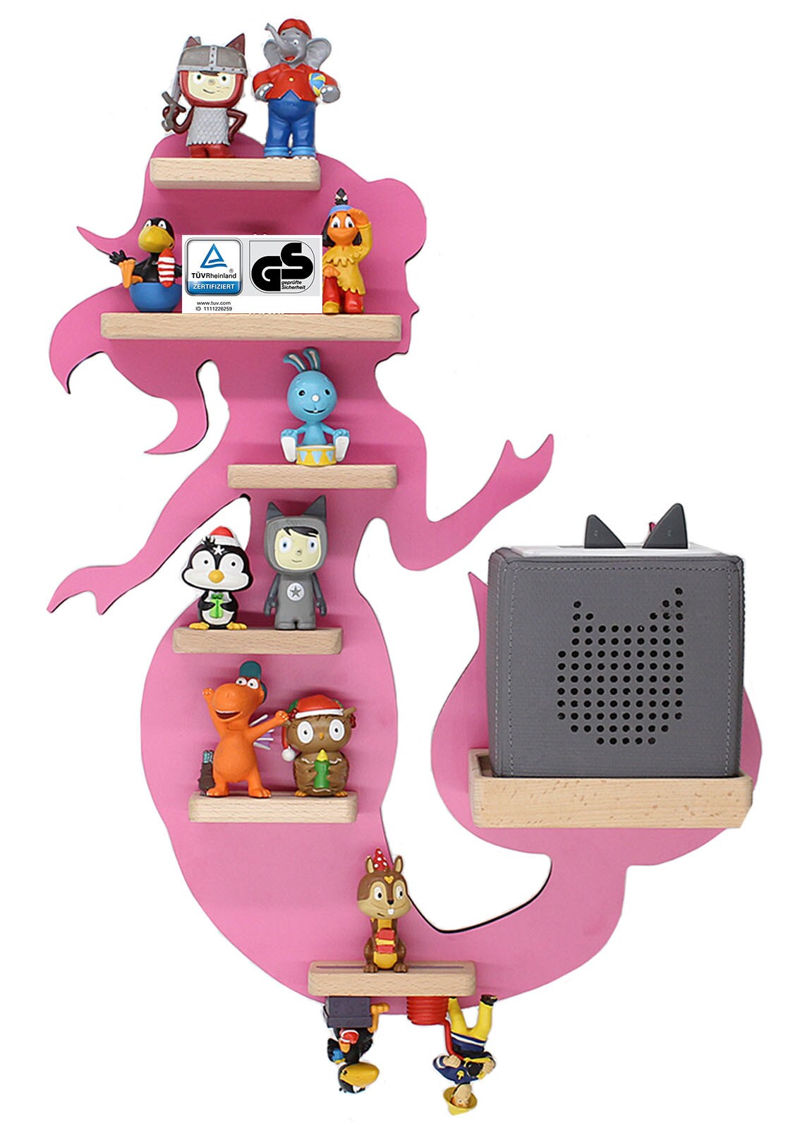 BOARTI Holz Meerjungfrau Kinder Regal Toniebox Figuren Wandregal Tonies Musikbox
