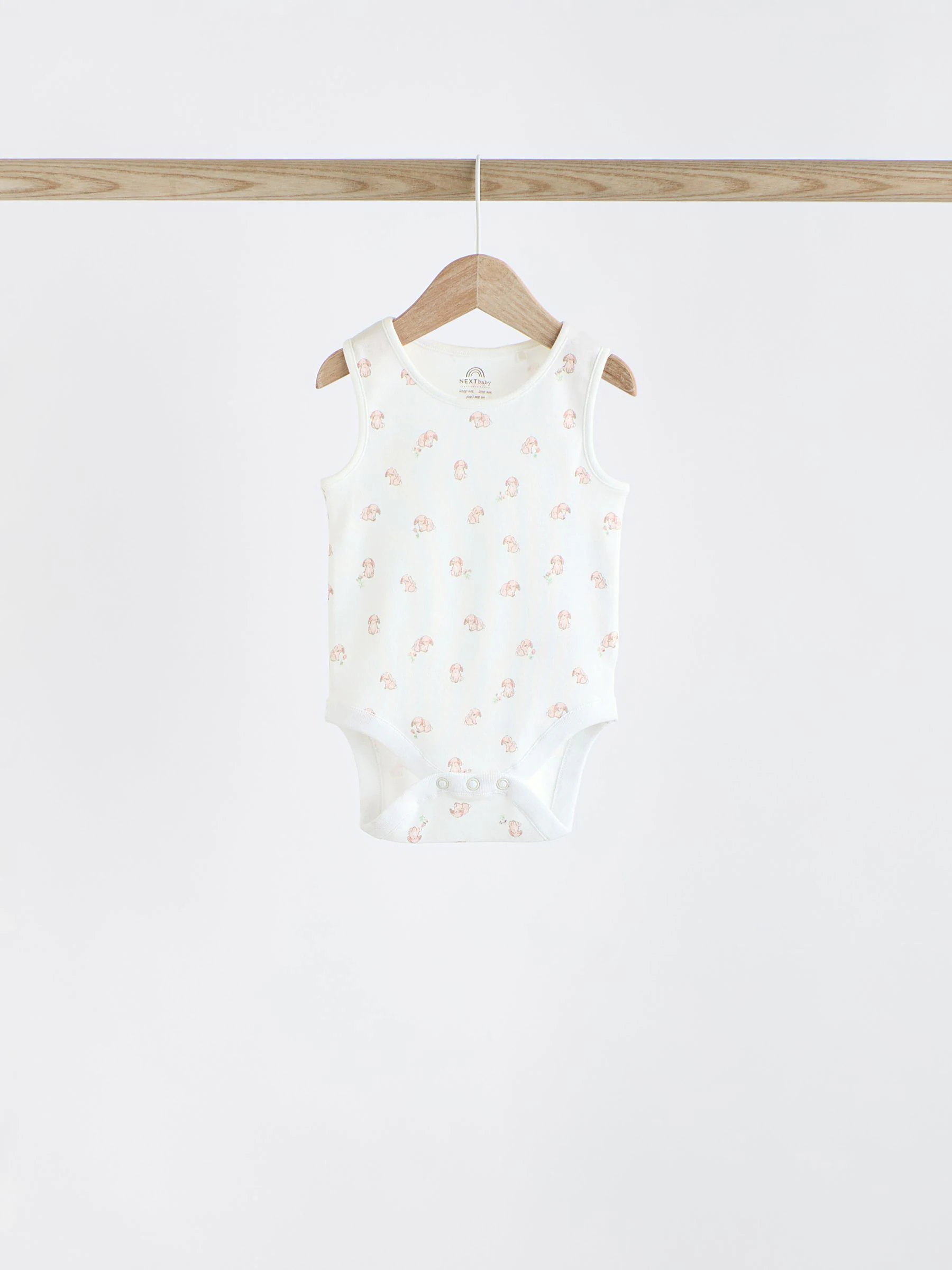 Roze met konijnen - Set van 5 katoenen hemdrompertjes voor baby's