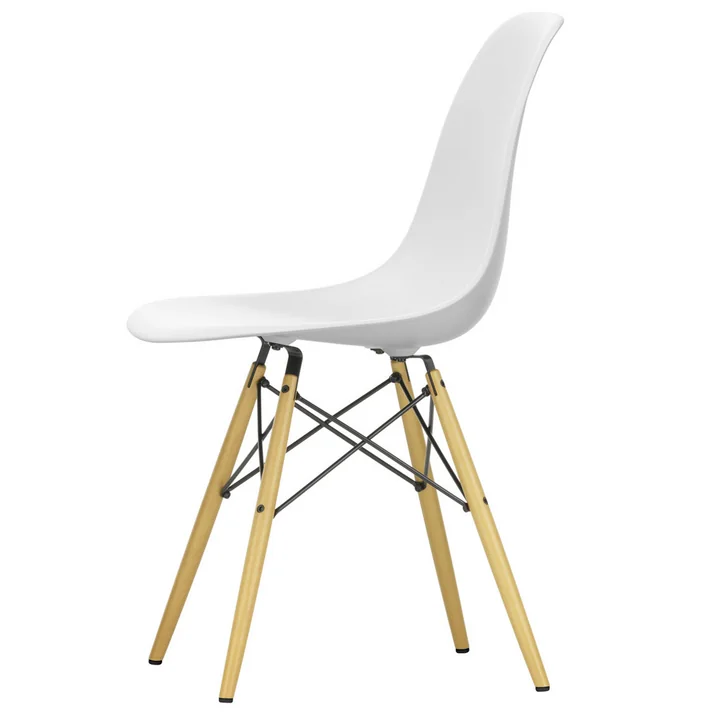 Vitra - Eames Plastic Side Chair DSW RE, Ahorn gelblich / baumwollweiss (Filzgleiter basic dark)