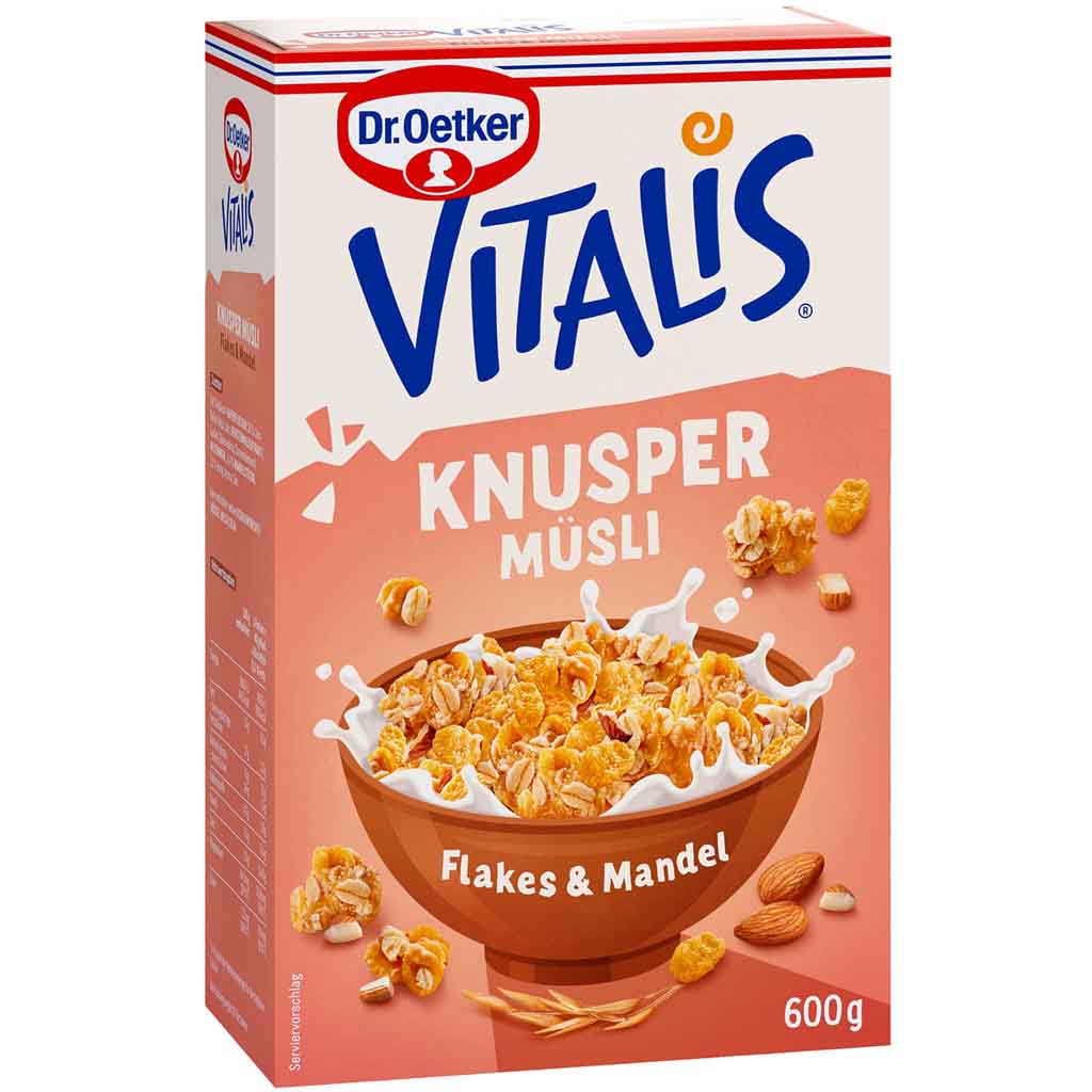 Dr.Oetker VITALIS Knusper Müsli Flakes & Mandel 600g MHD:30.9.25