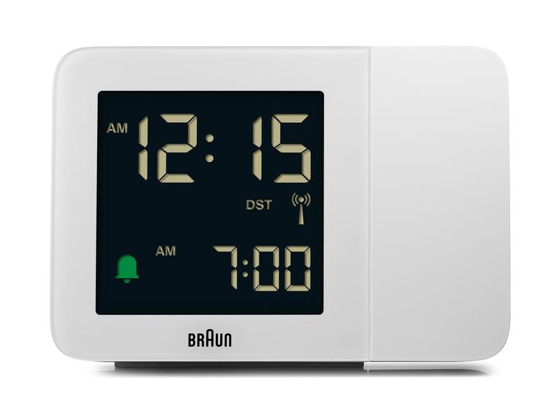 Braun Funk-Projektionswecker BC15W Weiss Funkwecker mit LCD Display
