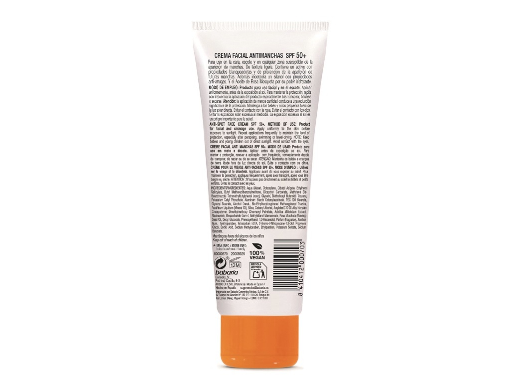 PROTETOR ROSTO BABARIA ANTIMANCHAS FPS50  75ML