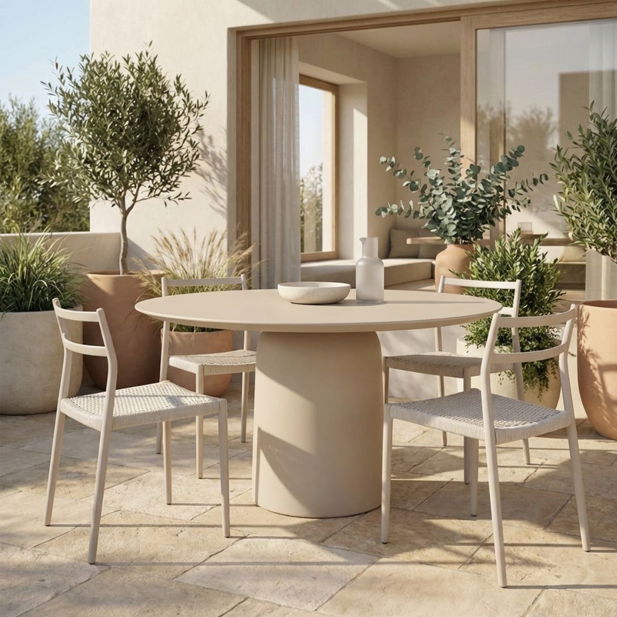 DÃJA Living - Eettafel Rond - Beige Eco Composiet - 130cm - DalarÃ¶