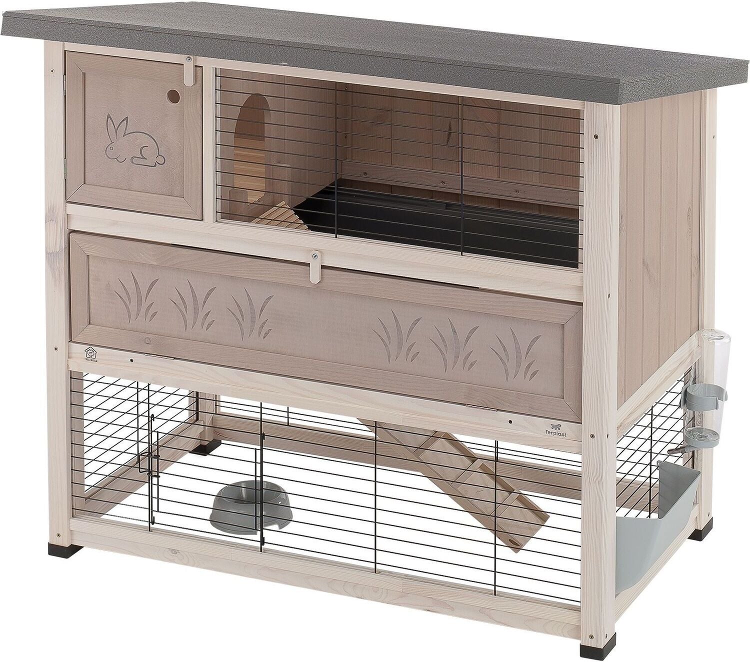 Ferplast konijnenhok Ranch 120 plus naturel 117 x 69 x 101 cm