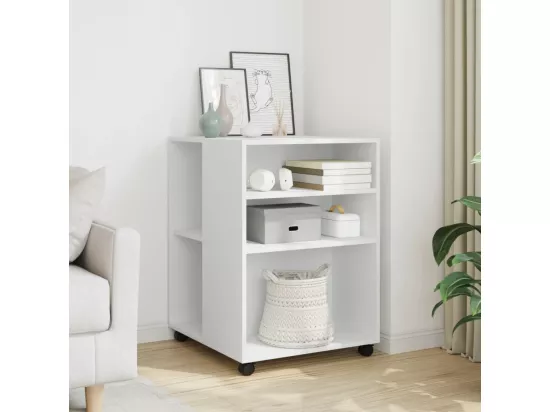 Table d'appoint avec roues blanc 55x60x78 cm bois d'ingénierie