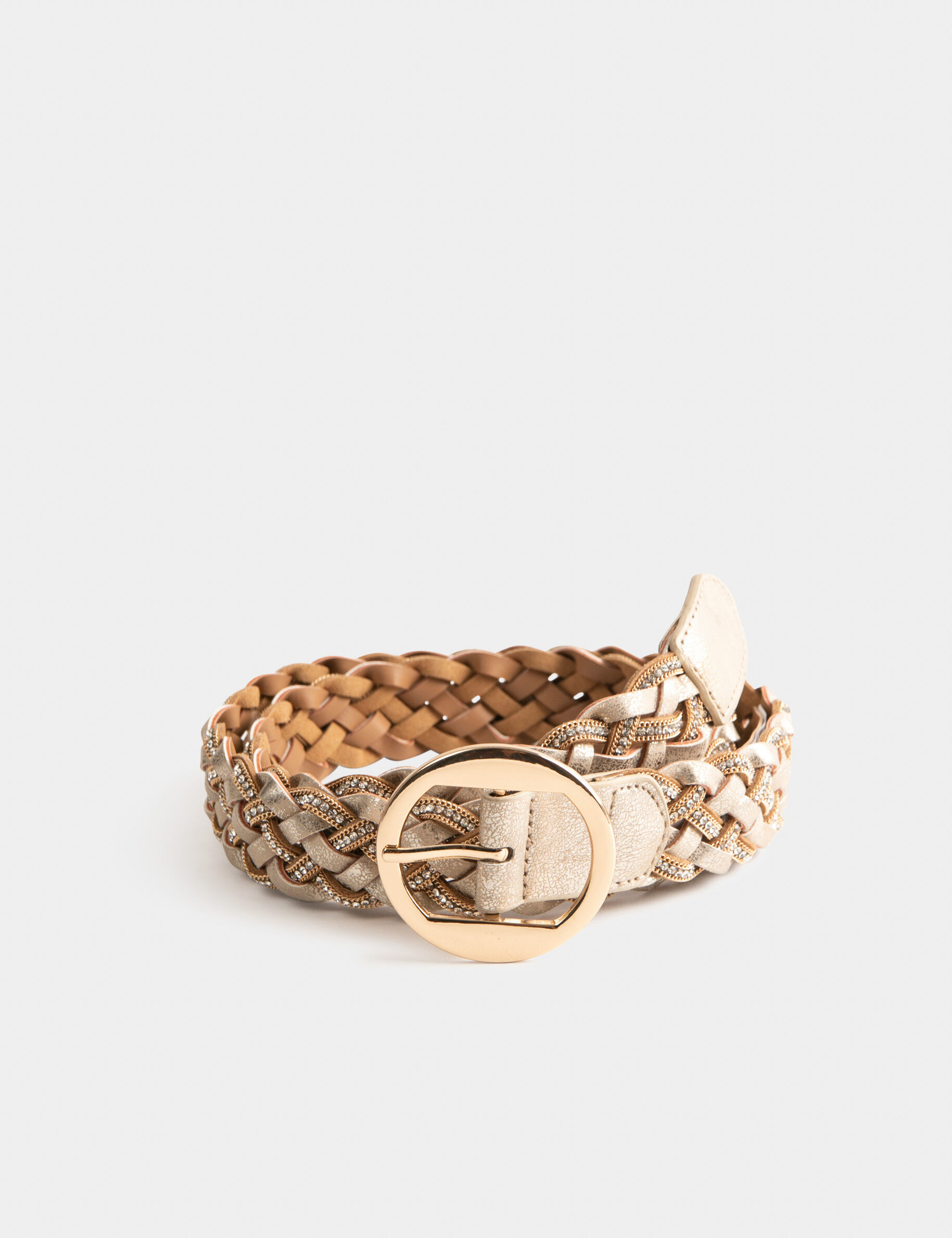 Ceinture tressée avec strass dore femme - dore