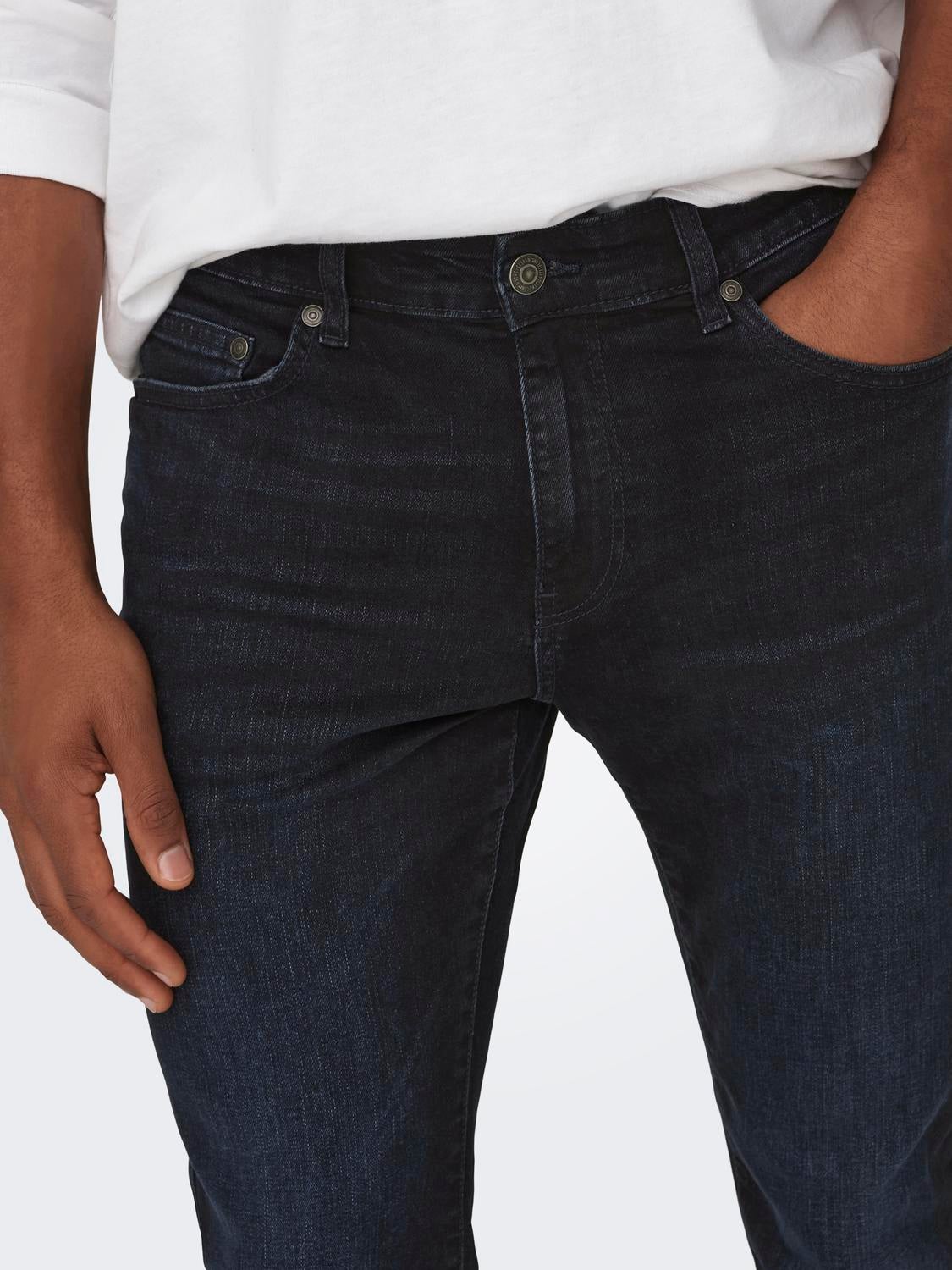 ONSLOOM Mittlere Taille Slim Fit Jeans Blue Black Denim